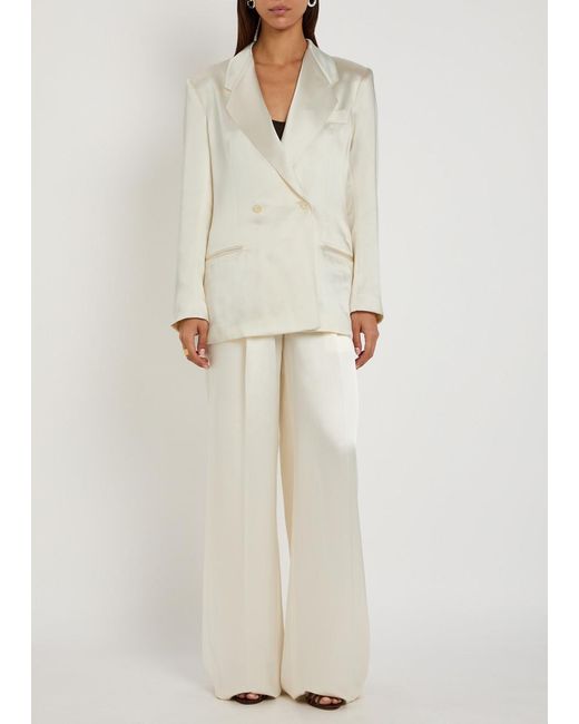 Giuliva Heritage Natural The Anna Double-Breasted Satin Blazer