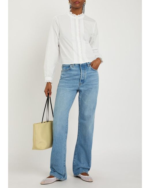 FRAME Blue The Vertical Straight-Leg Jeans