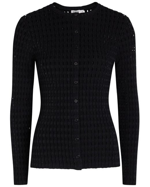Jonathan Simkhai Black Mabel Textured Cut-Out Knit Top