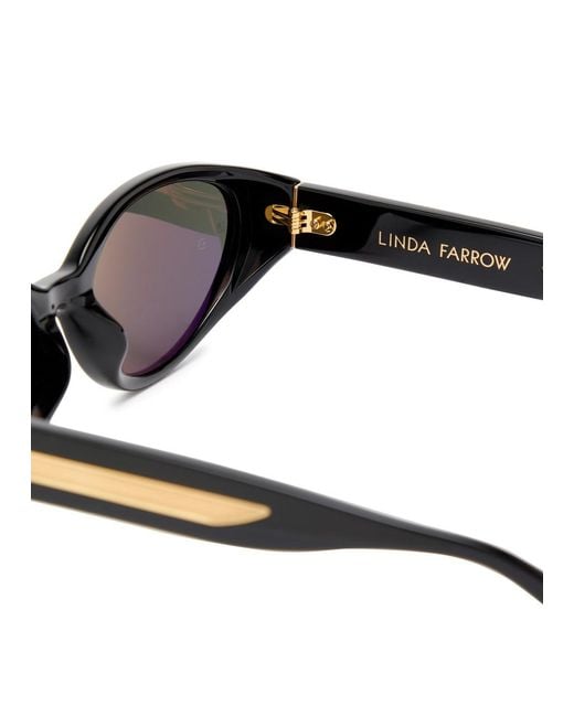 Linda Farrow Black Oval-Frame Sunglasses