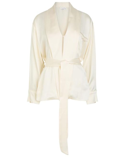 Victoria Beckham White Belted Crepe De Chine Blouse