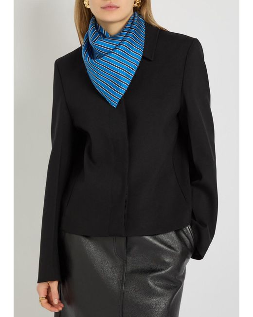 Totême Blue Striped Silk Scarf