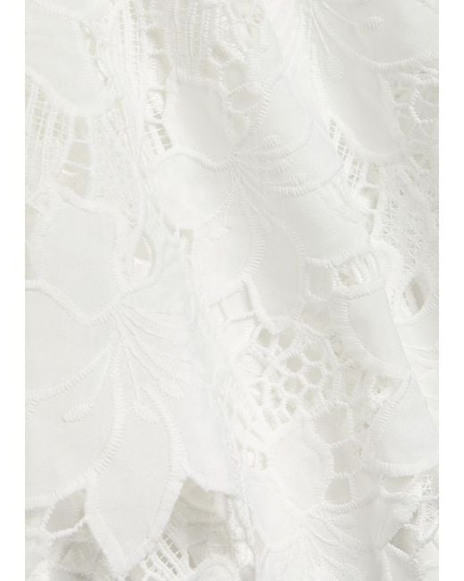 SOLAQUA White Camilla Mini Embroidered Guipure-Lace Top