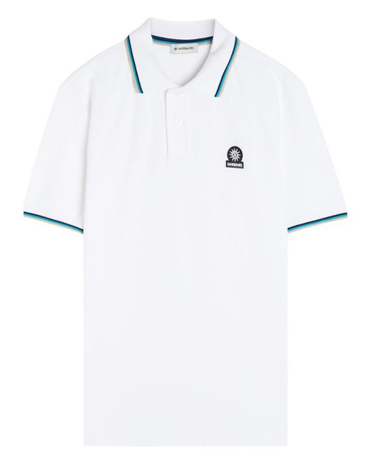 Sandbanks White Logo Piqué Cotton Polo Shirt for men