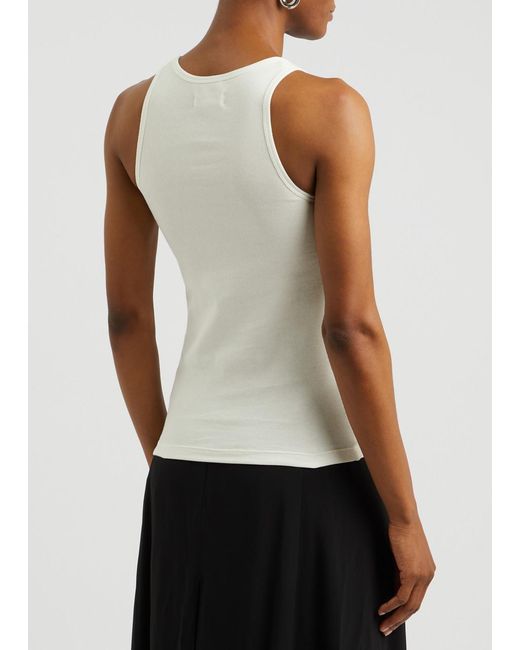 Rabanne White Rabanne Logo-Flocked Stretch-Jersey Tank