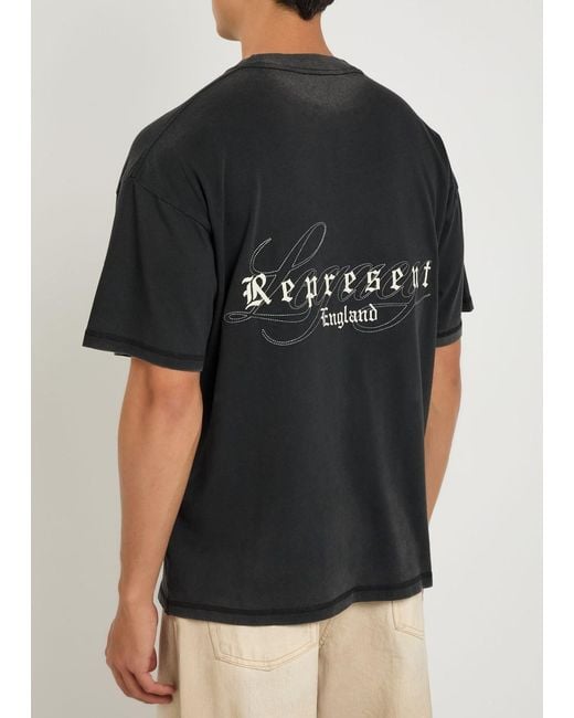 Represent Black Legacy Overprint Logo Cotton T-Shirt for men