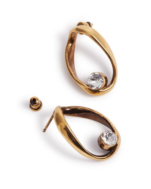 Dries Van Noten Metallic Crystal-embellished Drop Earrings