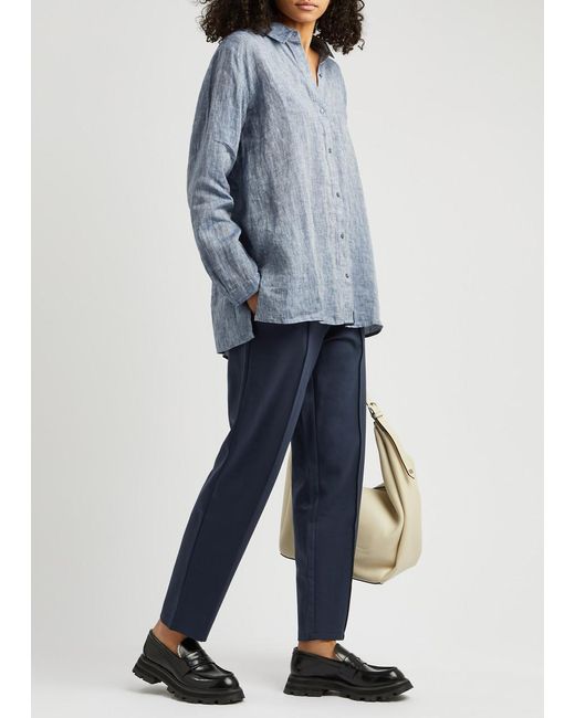Eileen Fisher Blue Tapered-leg Stretch-jersey Trousers