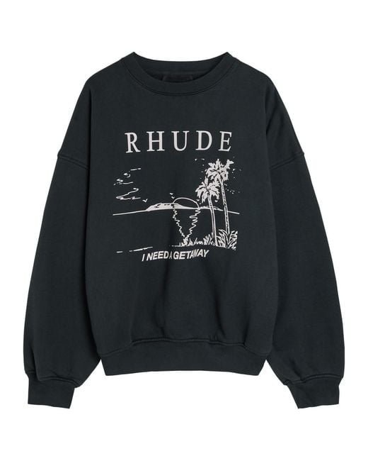 Rhude Black I Need A Getaway Printed Cotton Sweatshirt for men