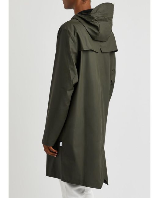 Rains Green Hooded Rubberised Jacket