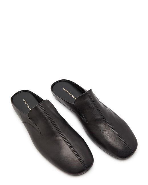 Dries Van Noten Black Leather Mules for men