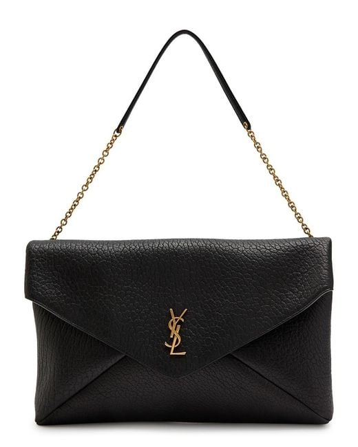 Saint Laurent Black Envelope Grained Leather Pouch
