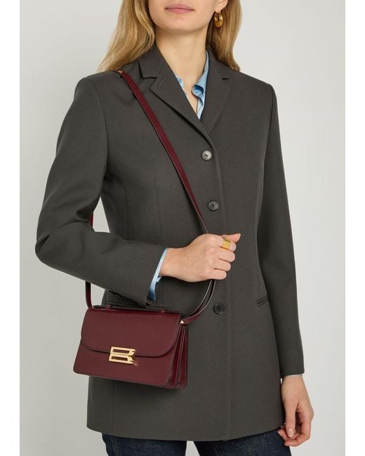Victoria Beckham Purple Dorian Mini Grained-Leather Top Handle Bag