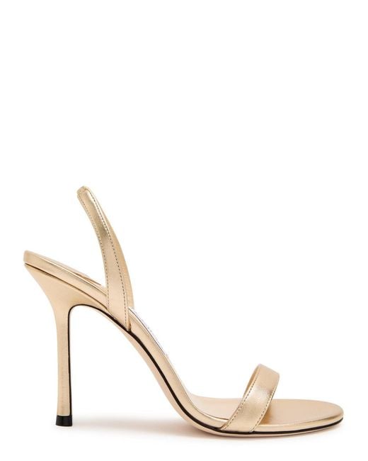 Jimmy Choo White Jenn 100 Metallic Leather Slingback Sandals