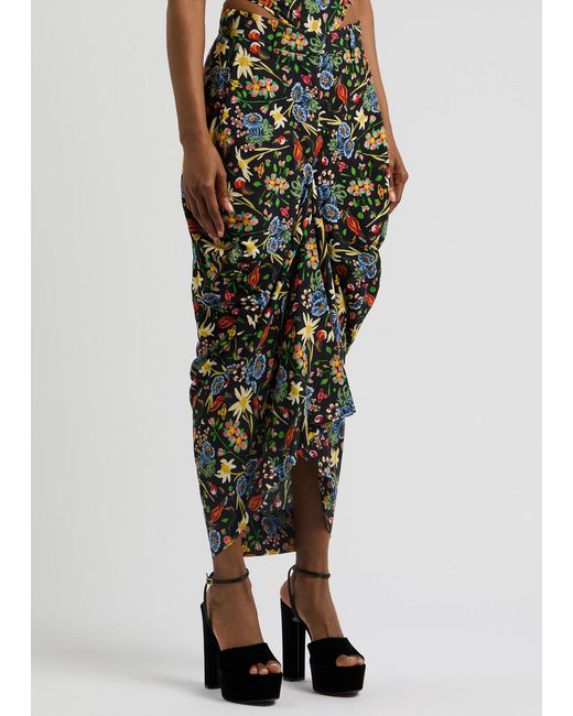 Vivienne Westwood Multicolor Spontanea Floral-Print Draped Midi Skirt