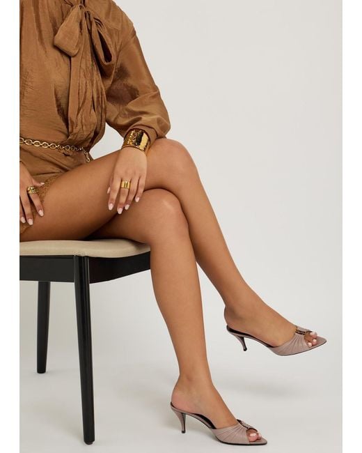 Saint Laurent Natural Babylone 60 Pleated Grained Leather Mules