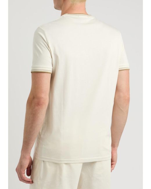 Fred Perry White Logo-Embroidered Cotton T-Shirt for men