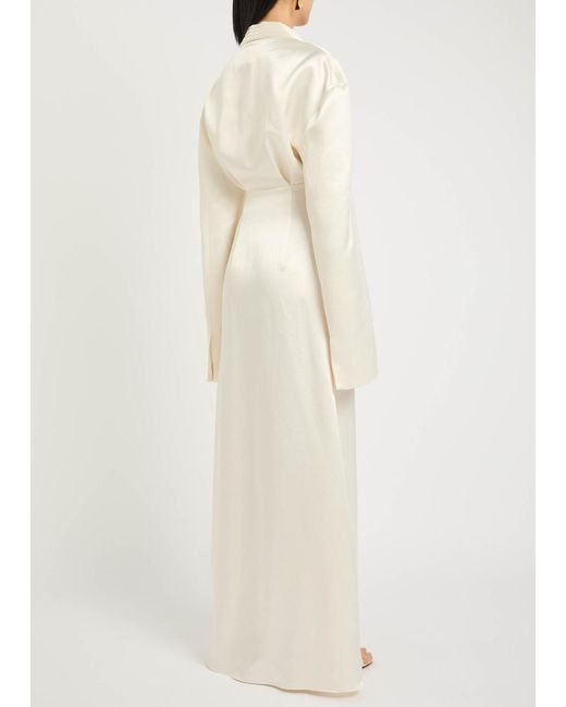 A.W.A.K.E. MODE Natural Tuxedo-Effect Satin Gown