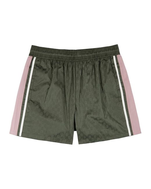Gucci Green Logo-jacquard Shell Swim Shorts for men