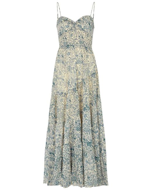Free People Blue Sundrenched Floral-Print Cotton Maxi Dress