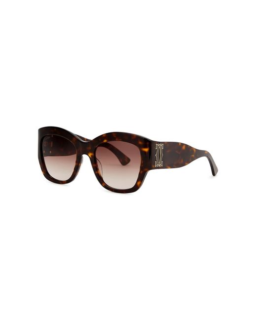 Cartier Brown Signature C De Tortoiseshell Oversized Sunglasses