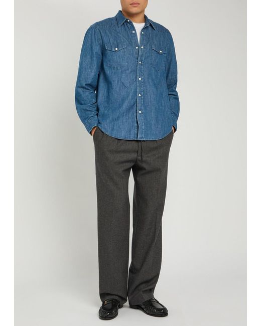 Officine Generale Blue Chambray Shirt for men