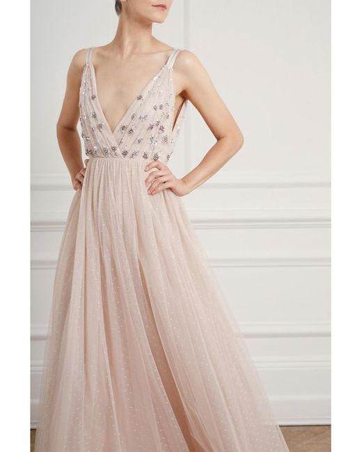 Needle & thread embellished bodice tulle maxi gown in lavender hotsell