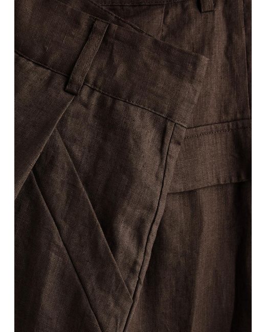 AEXAE Brown Wide-Leg Linen Trousers