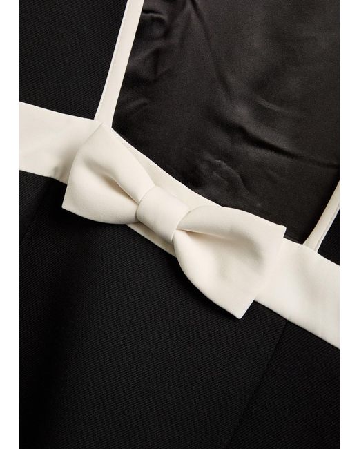 LoveShackFancy Black Catrice Bow-Appliquéd Cotton-Blend Mini Dress