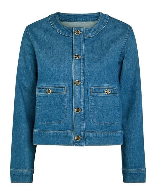 Mother Blue The Stashed Picky Stretch-Denim Jacket