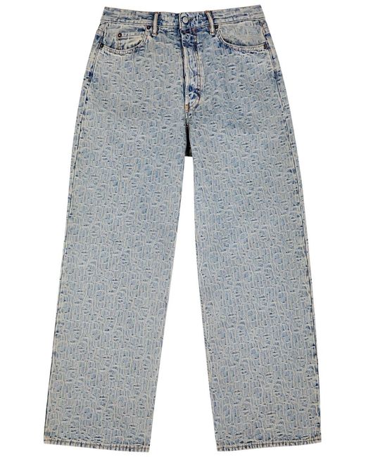 Acne Blue 1981 Logo-Jacquard Wide-Leg Jeans for men
