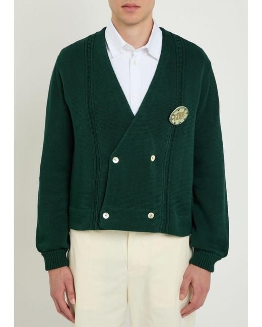 Bode Green Double-Breasted Cotton Cardigan for men