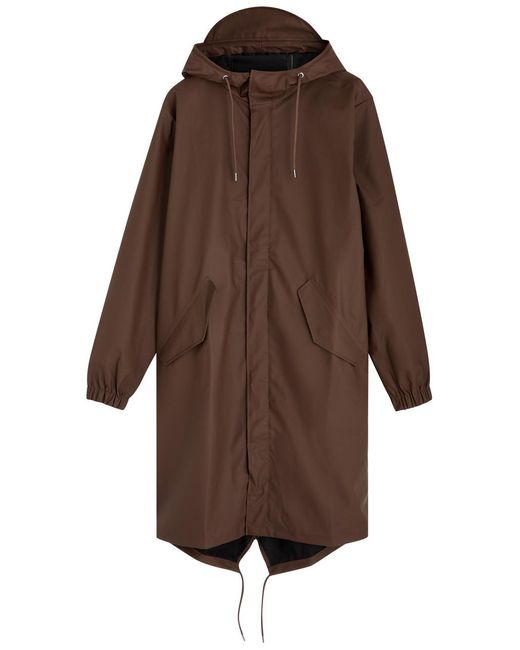 Rains Brown Hooded Rubberised Jacket