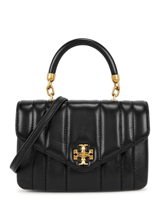 Tory Burch Kira Mini Quilted Leather Top Handle Bag in Black | Lyst UK