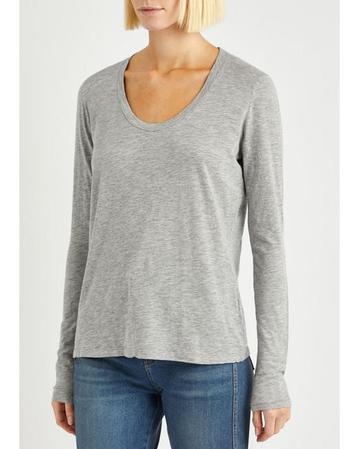 American Vintage Gray Jacksonville Slubbed Cotton-blend Top