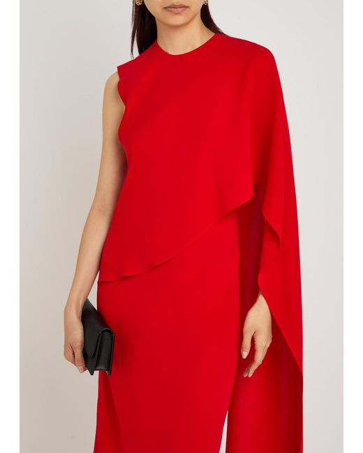 Heirlome Red Clementine Draped Silk Maxi Dress