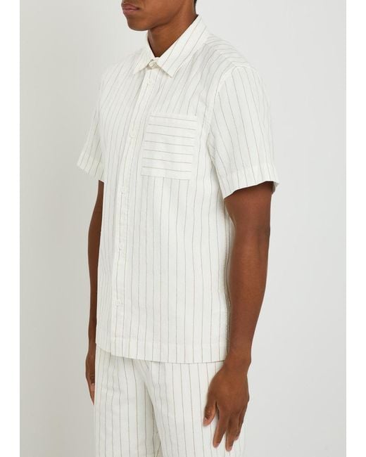CHE White Franklin Striped Cotton And Linen-Blend Shirt for men