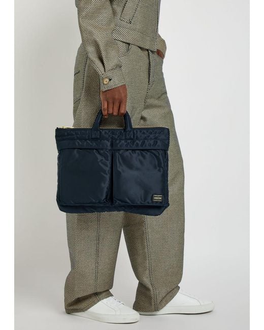 Porter-Yoshida and Co Blue Tanker Helmet Short Nylon Tote for men