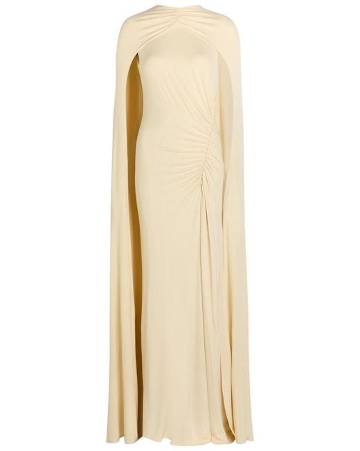 Jonathan Simkhai Natural Demi Draped Cape Jersey Gown