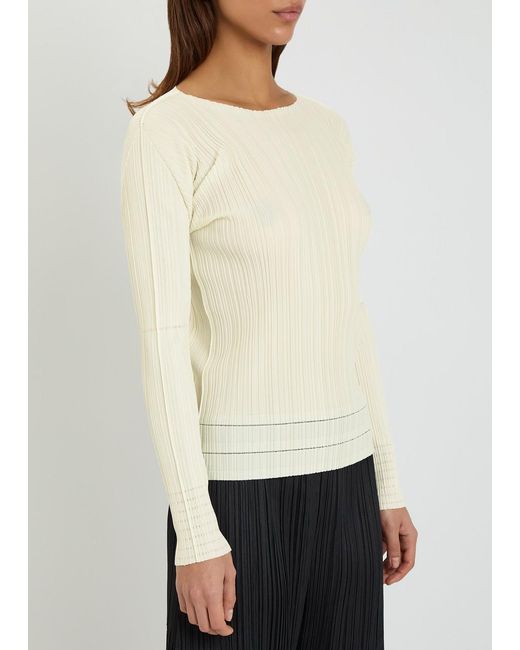 Pleats Please Issey Miyake Natural Pleated Woven Top