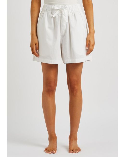 Tekla White Poplin Pyjama Shorts