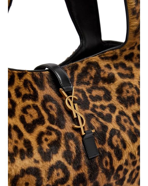 Saint Laurent Brown Le 5 À 7 Bea-Print Calf-Hair Tote