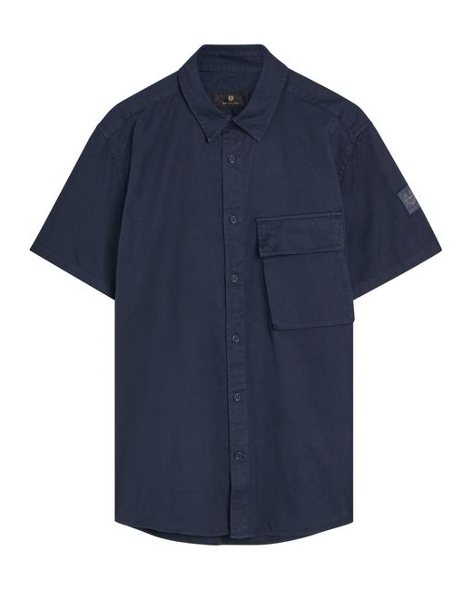 Belstaff Blue Scale Short Sleeve Cotton Shirt for men