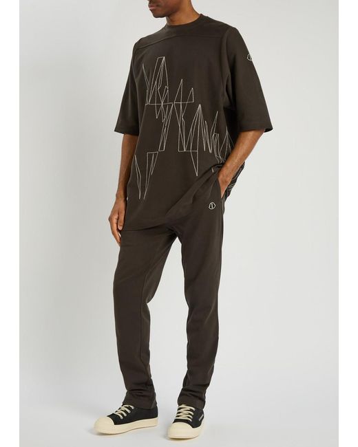 Rick Owens Gray X Moncler Logo-Appliquéd Cotton Sweatpants for men