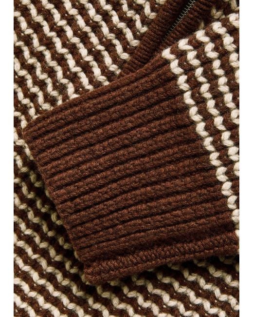 Studio Nicholson Brown Striped Half-Zip Wool Jumper for men