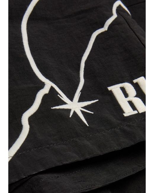 Rhude Black Moonlight Embroidered Shell Shorts for men