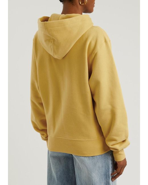 Saint Laurent Yellow Logo-Embroidered Hooded Cotton Sweatshirt