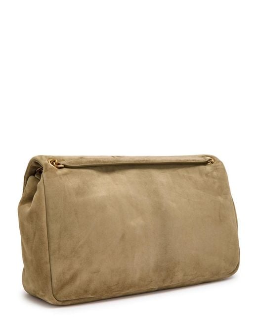 Saint Laurent Brown Calypso Large Padded Suede Shoulder Bag