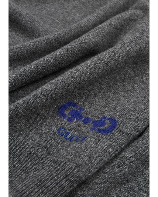 Gucci Gray Logo-intarsia Cashmere Jumper for men