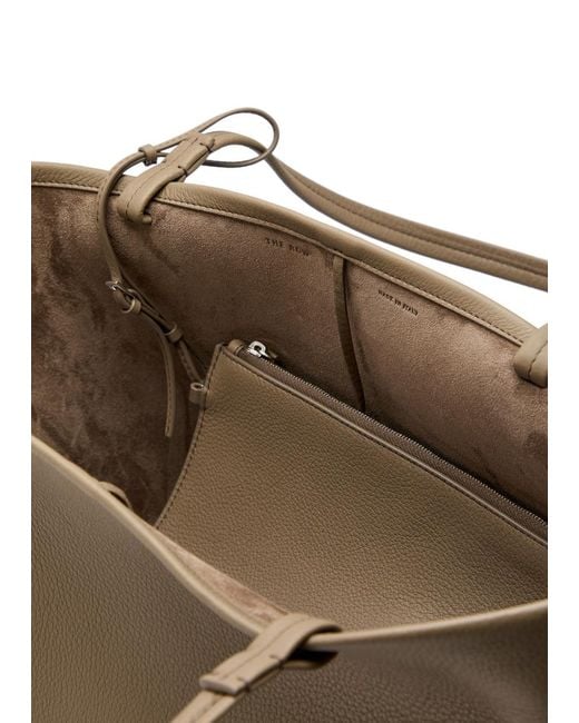 The Row Brown Park Three Grained Leather Tote